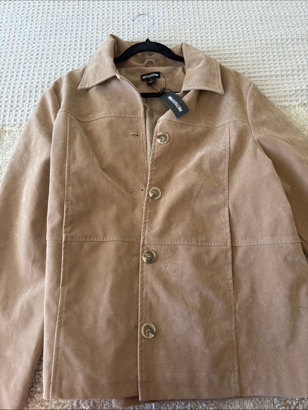 PrettyLittleThing Tan Suede Button-Up Shirt Jacket